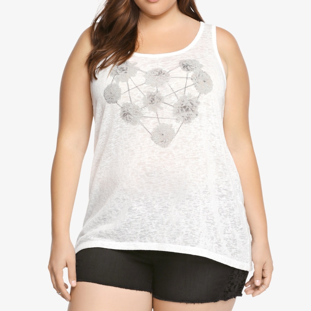 Torrid Floral Graphic Crisscross Back Tank Top